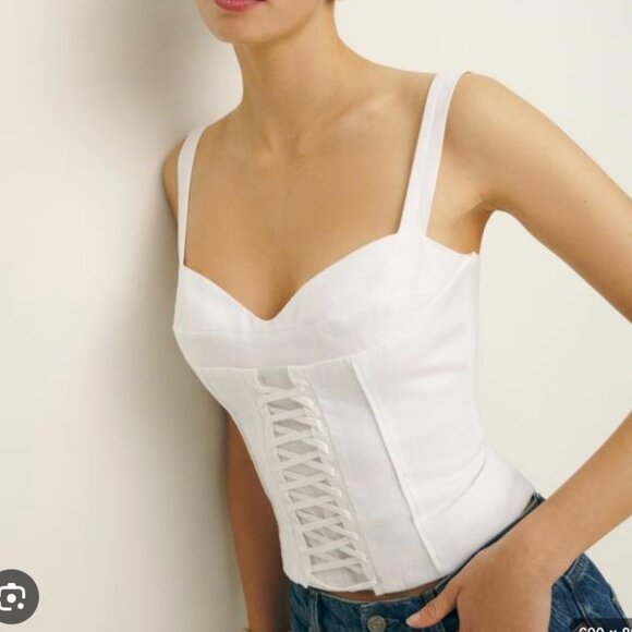 SOLD OUT ONLINE - NWT Reformation Gaia Linen Top in white size 4 - Picture 1 of 7